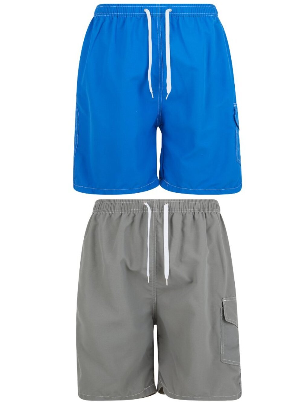 2-Pack Men Swim Trunks, Men Board Shorts Cargo Pocket Bathing Suit Blue & Olive